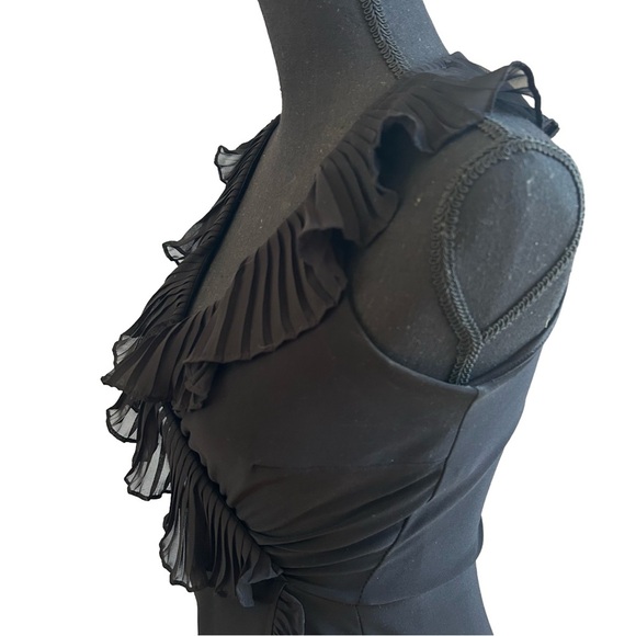 White House Black Market Black Sleeveless Wrap Dress with Ruffle Detail. Size 8 - Picture 4 of 5